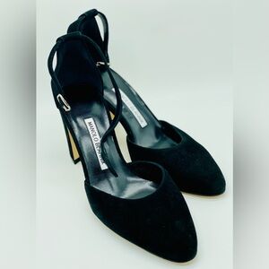 Manolo Blahnik Gorgeous Black Suede Heels